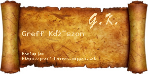 Greff Kászon névjegykártya